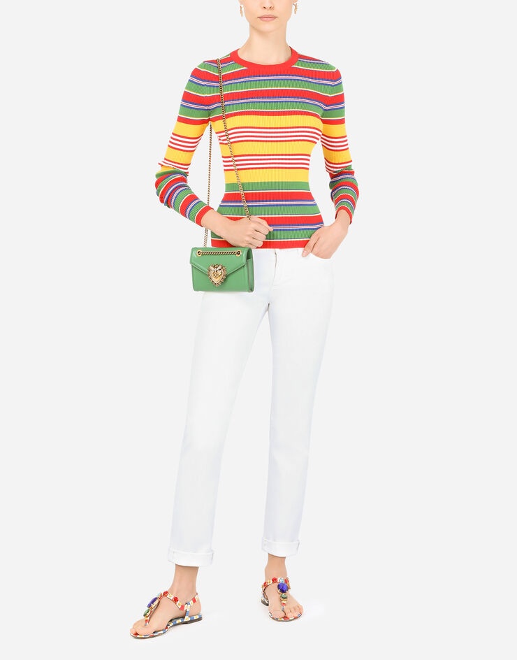 Multi-colored striped cotton sweater - 6