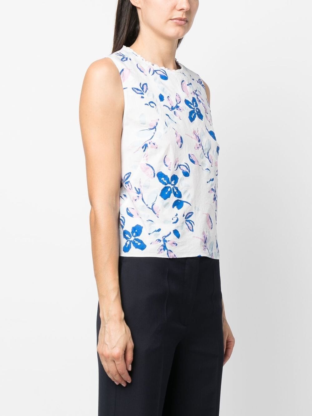 floral-print cut-out sleeveless blouse - 4