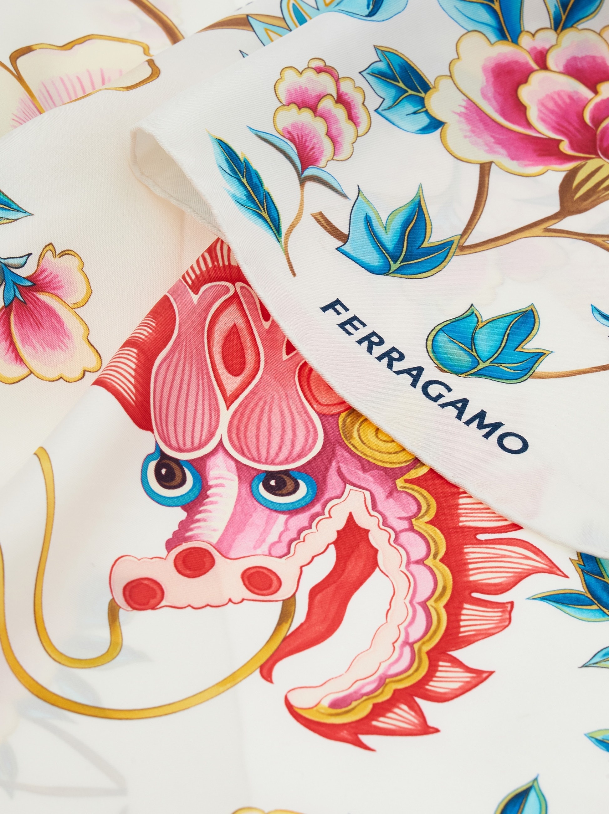 Dragon print silk foulard - 4