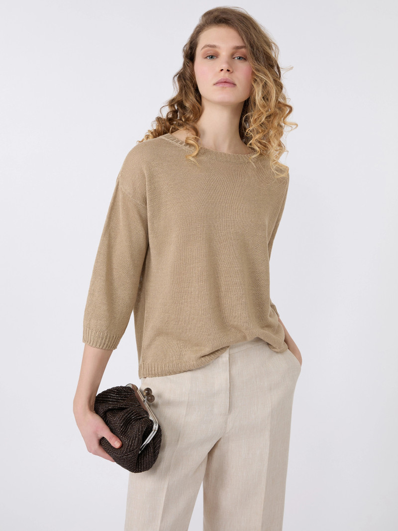 CANNONE Linen yarn oversize jumper - EARTH 5