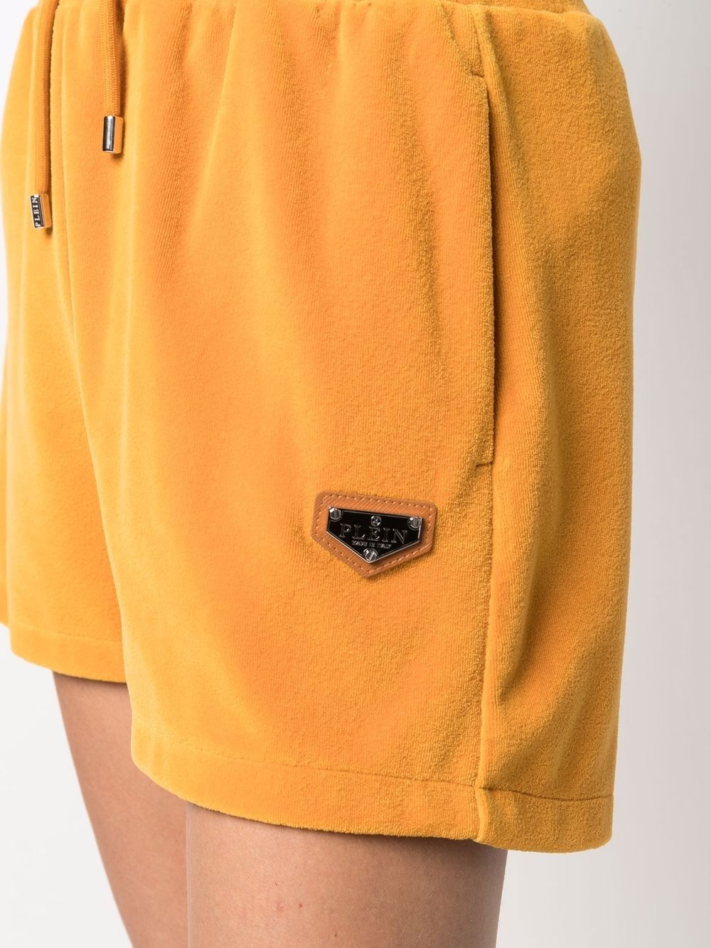 velvet-effect logo-plaque track shorts - 5