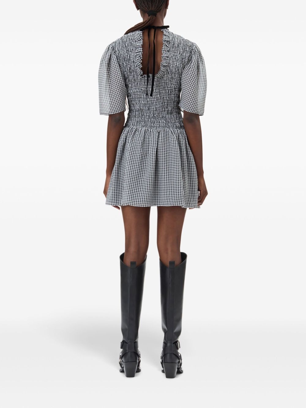 checked mini dress - 4