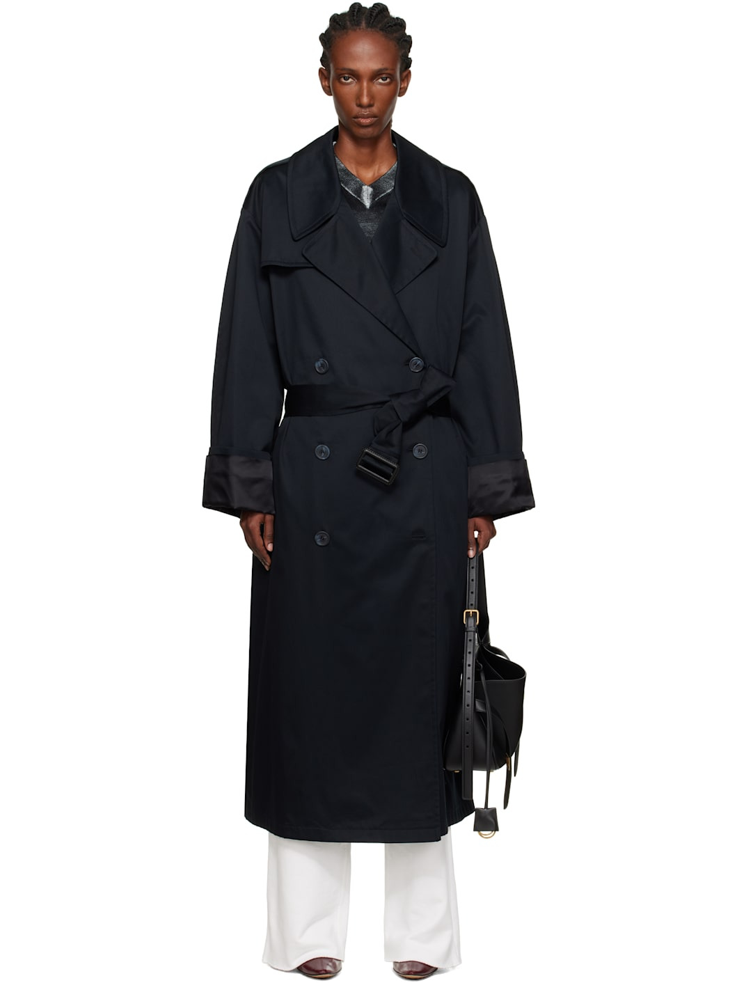 Black Cotton Trench Coat - 1