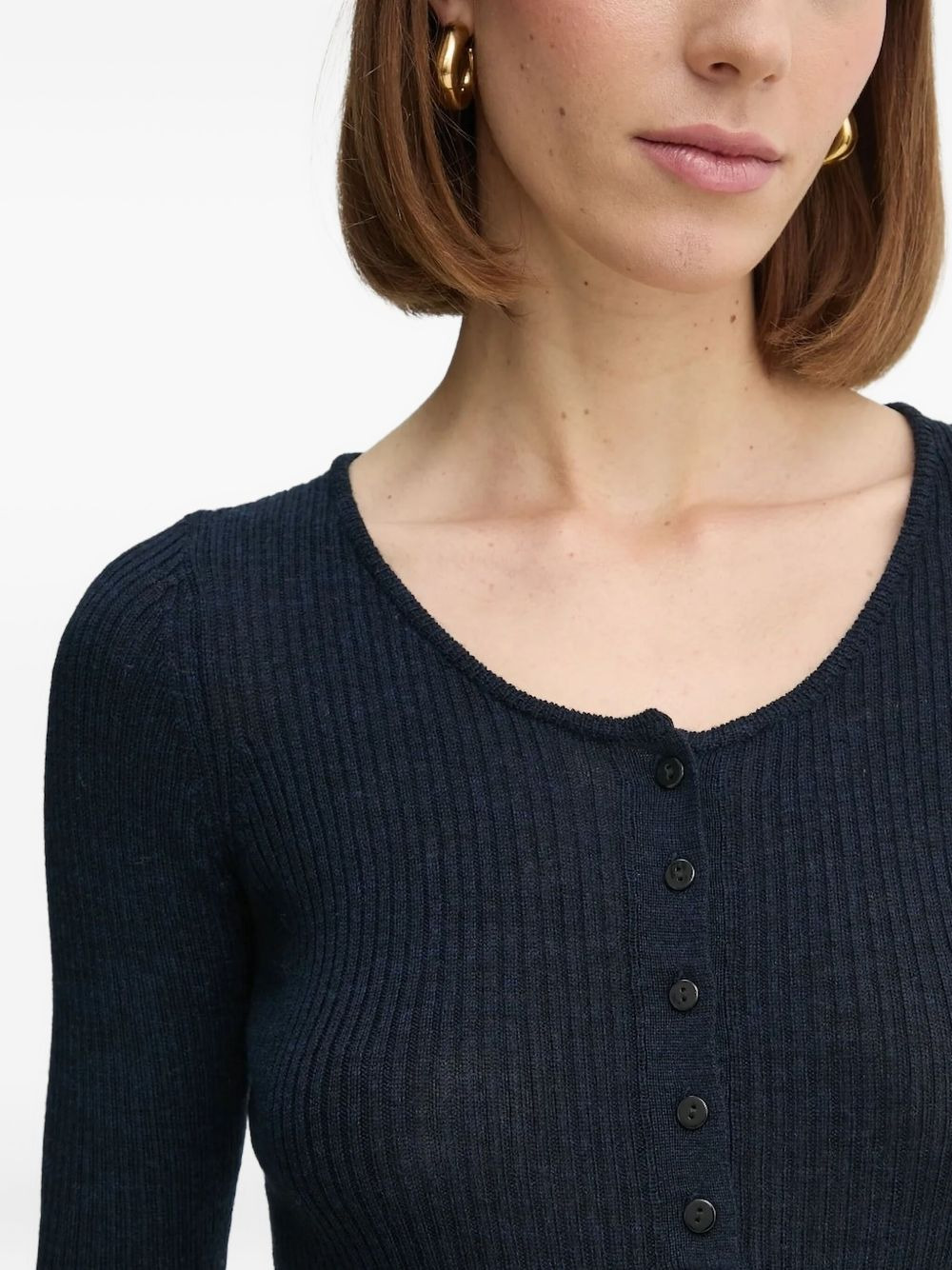 ribbed henley top - 3