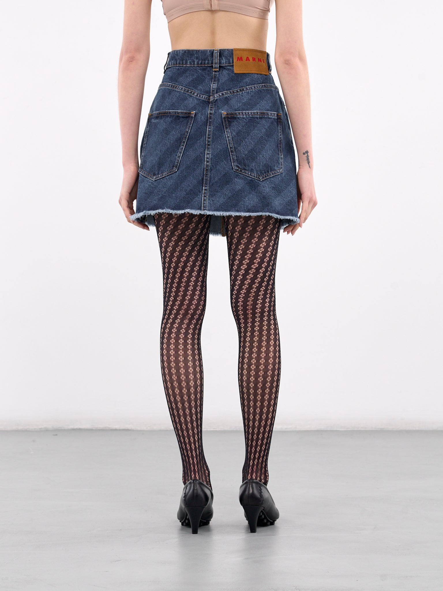 Striped Denim Mini Skirt - 3