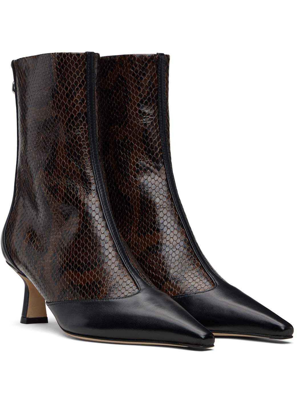 Brown & Black Sila Dual-Toned Boots - 4