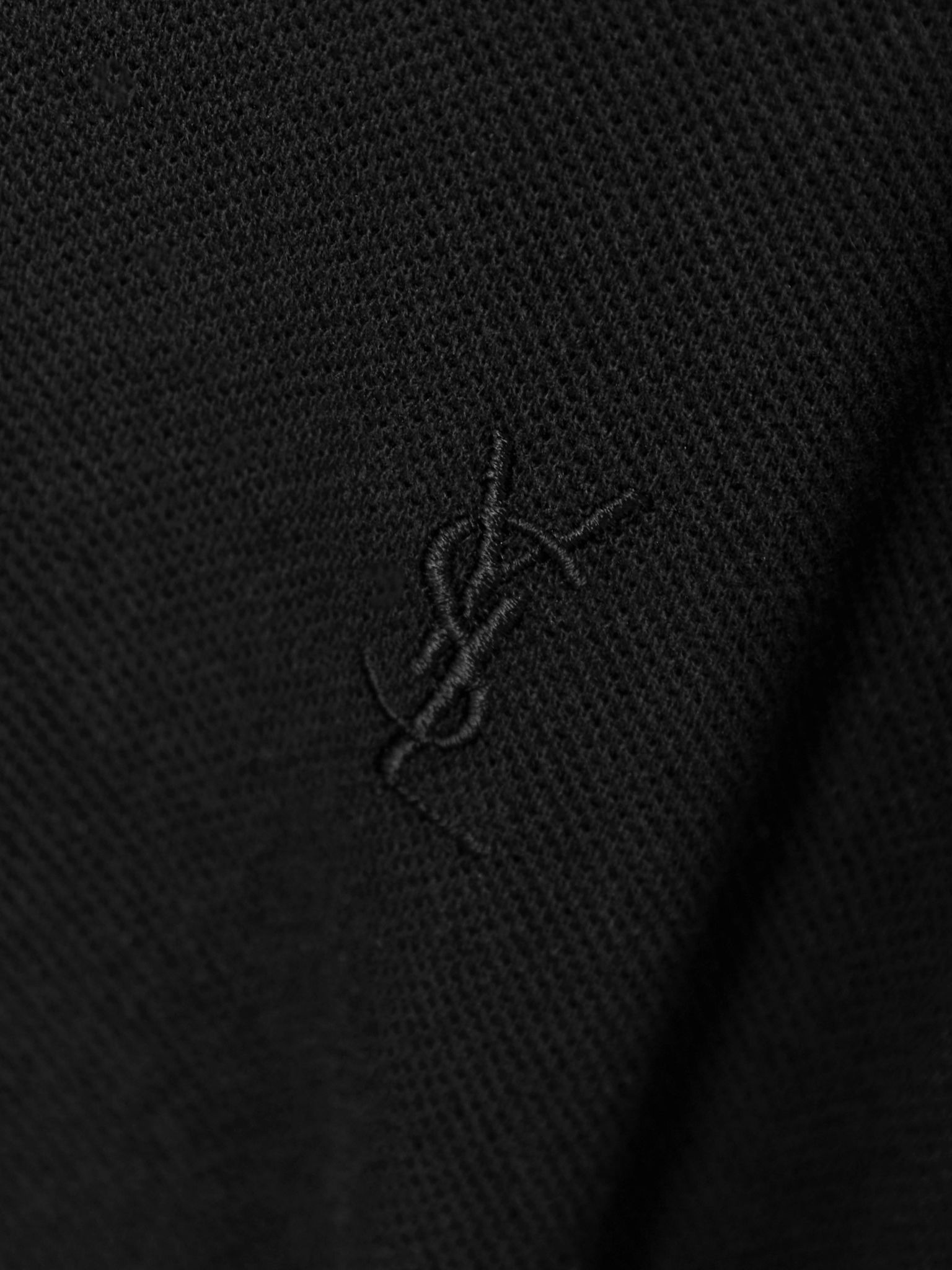 Embroidered cotton-blend piqué polo shirt Black - 4