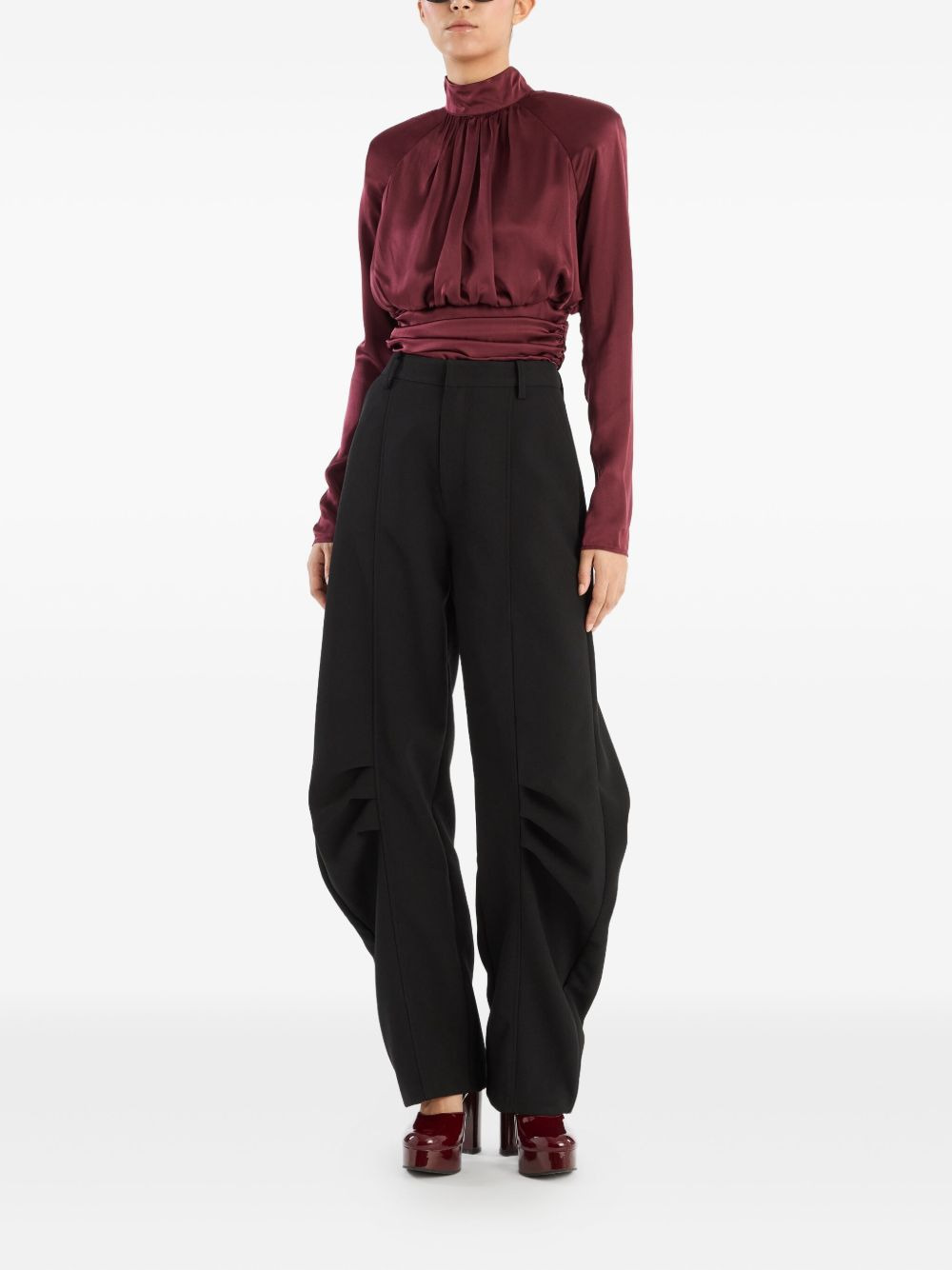 ruched mock-neck top - 2
