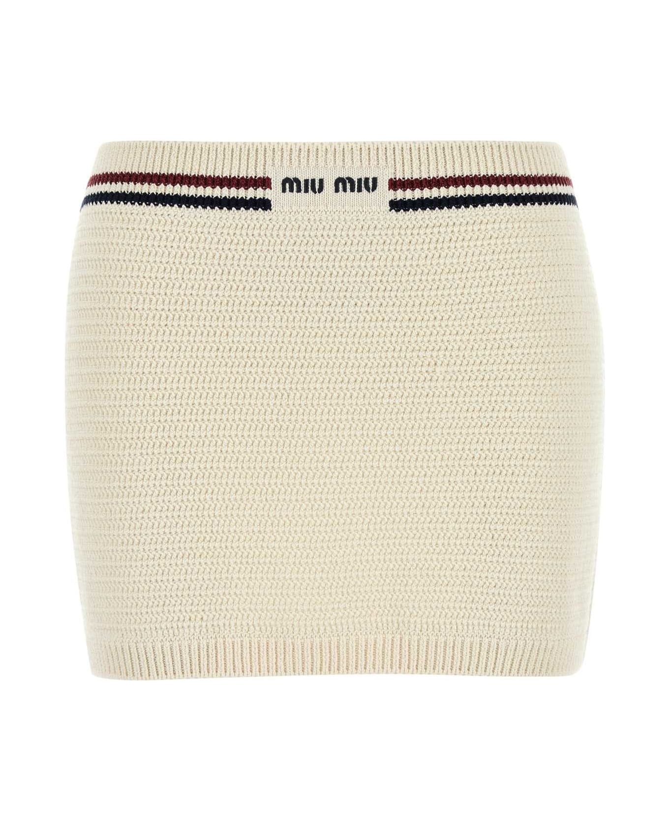 Ivory Stretch Crochet Mini Skirt - 1