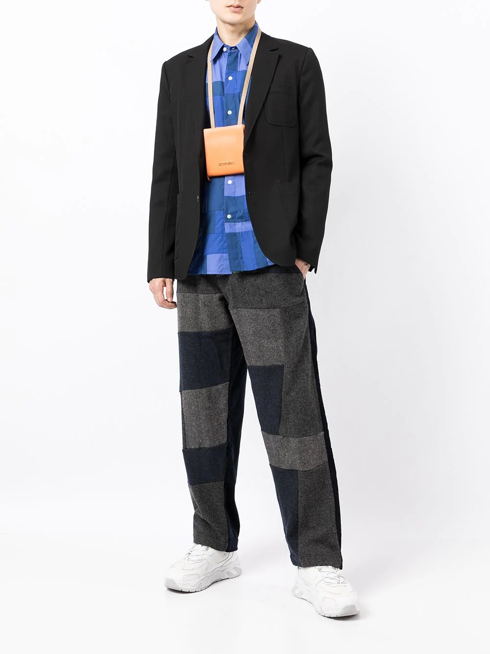 patchwork-detail straight trousers - 2
