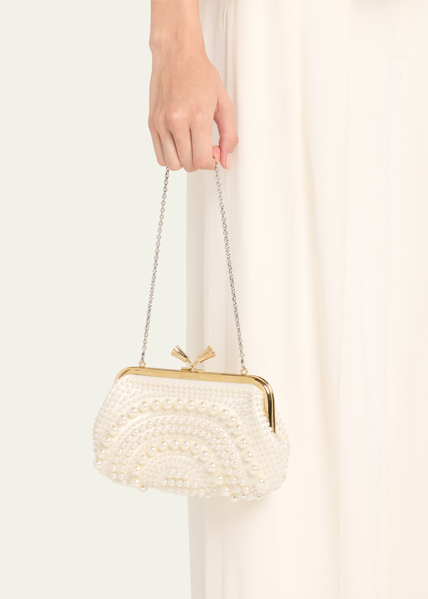 Maud Pearly Embellished Satin Clutch Bag - 2