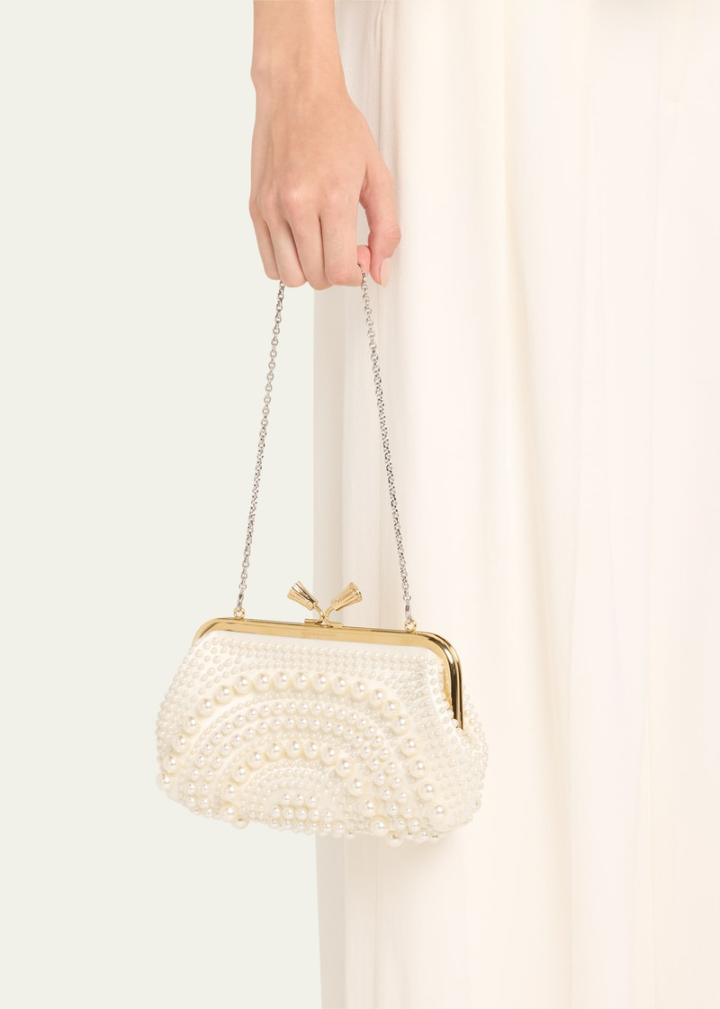 Anya Hindmarch Maud Pearly Embellished Satin Clutch Bag outlook
