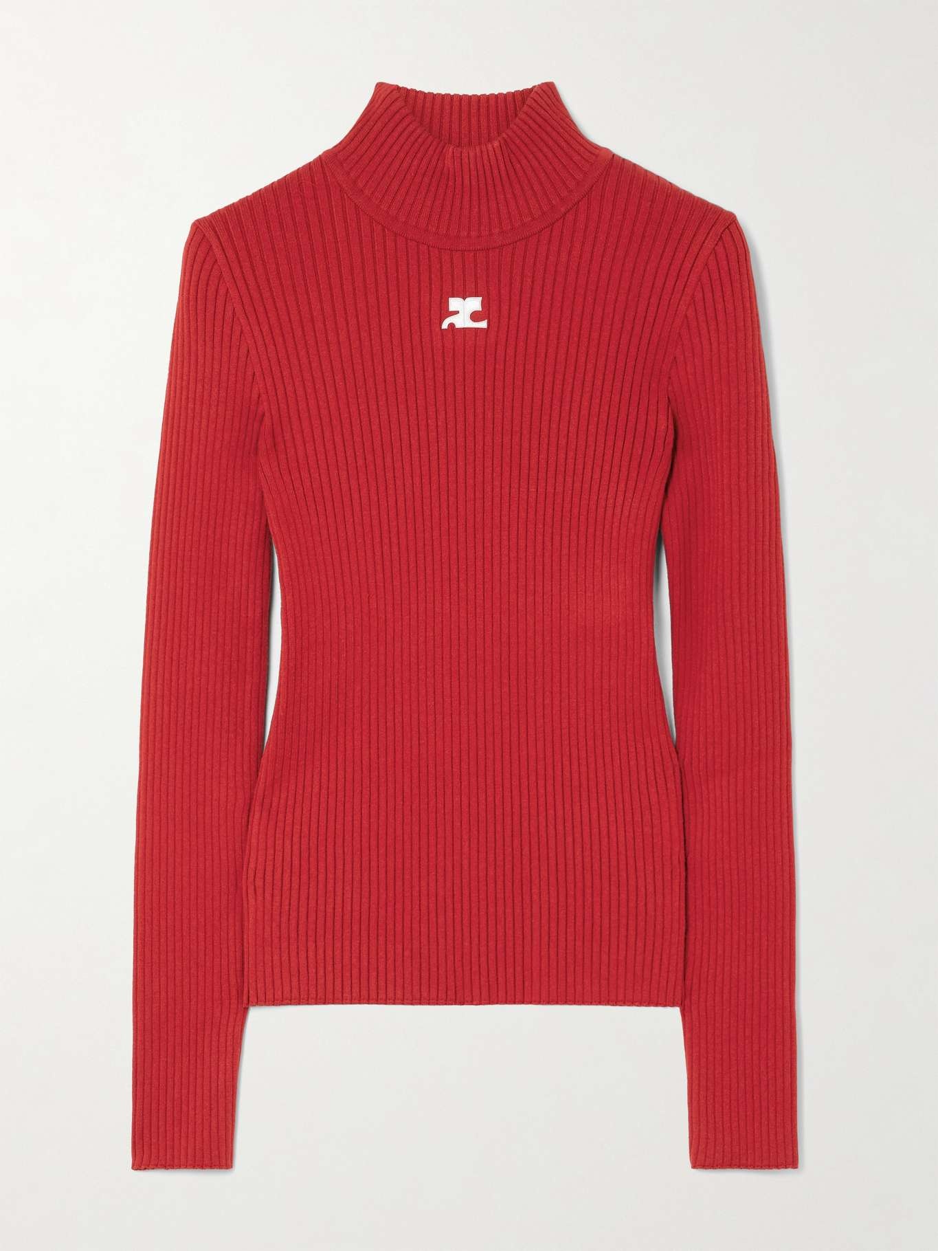 Embroidered ribbed-knit sweater Red - 1