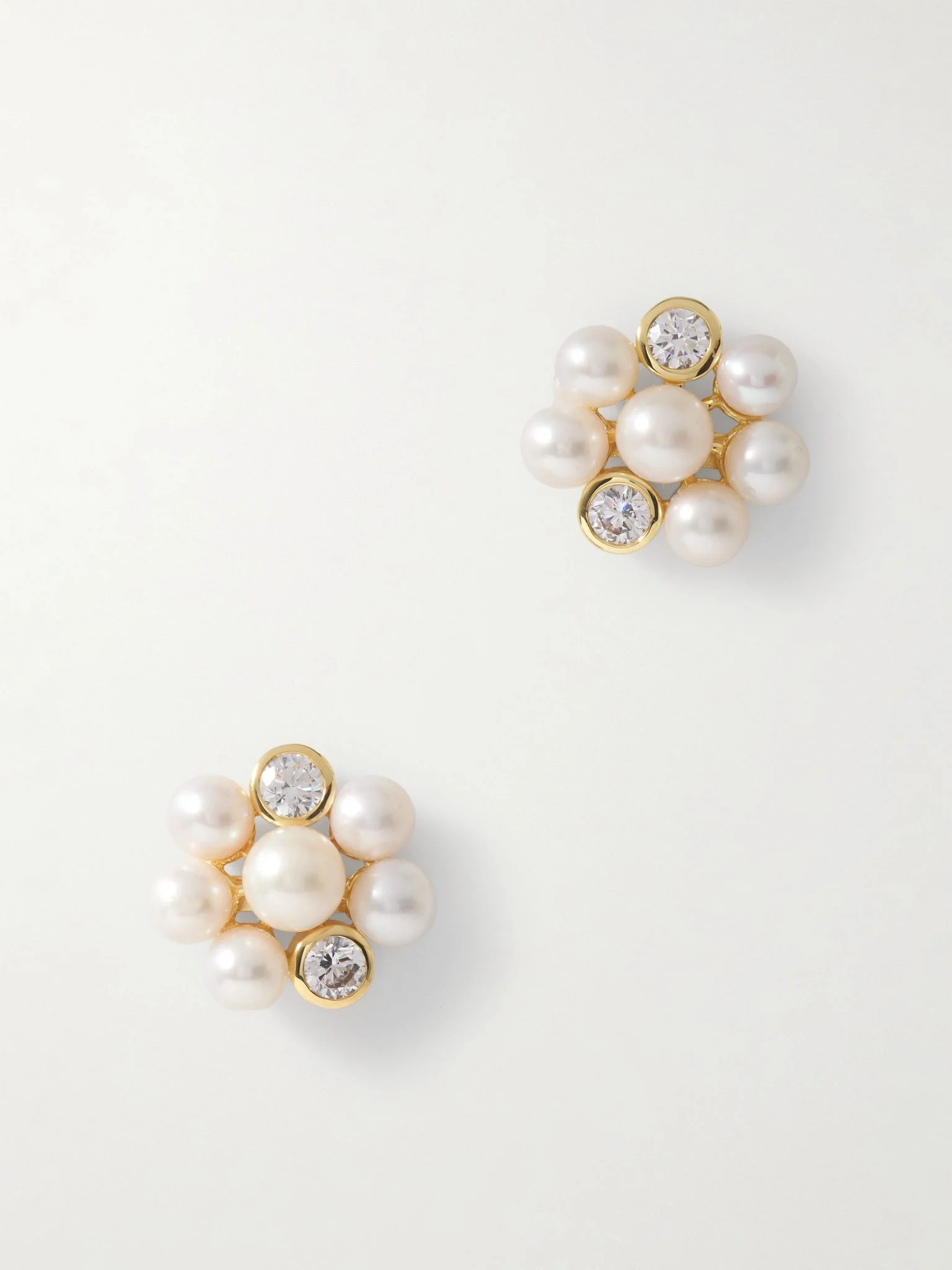 Lightdrops recycled gold-vermeil, pearl and cubic zirconia earrings White - 1