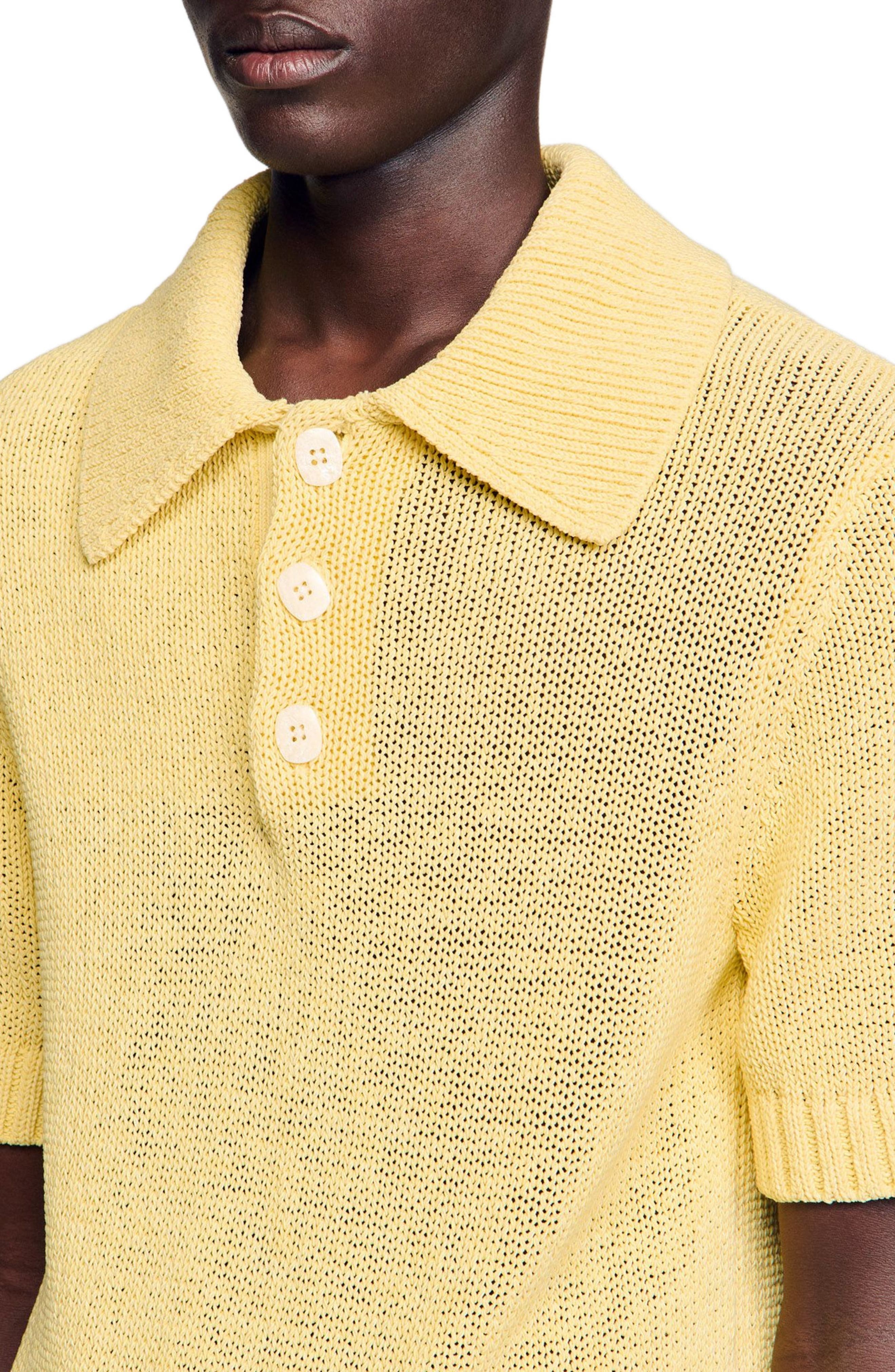 SANDRO Knit polo shirt in Yellow at Nordstrom - 4