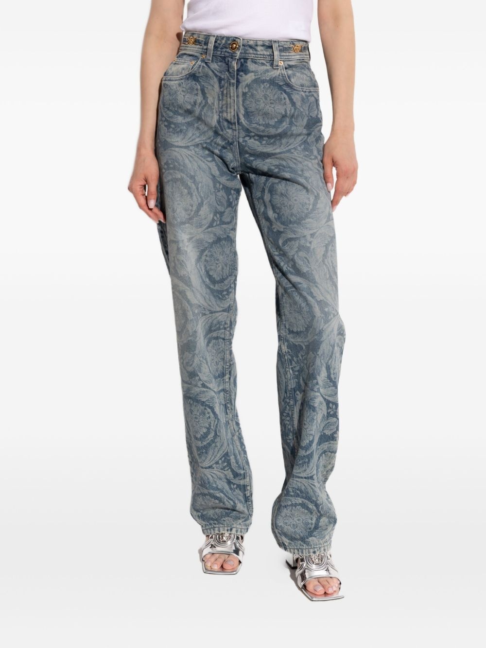 baroque-patterned jeans - 3