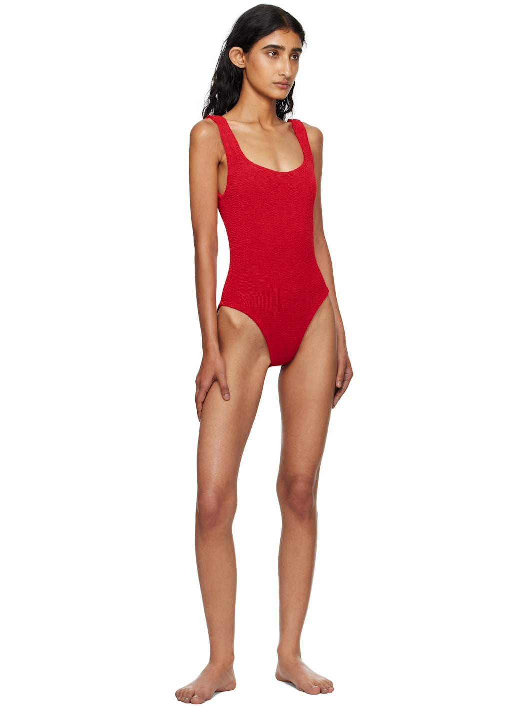 Red Square Neck Swimsuit - 4
