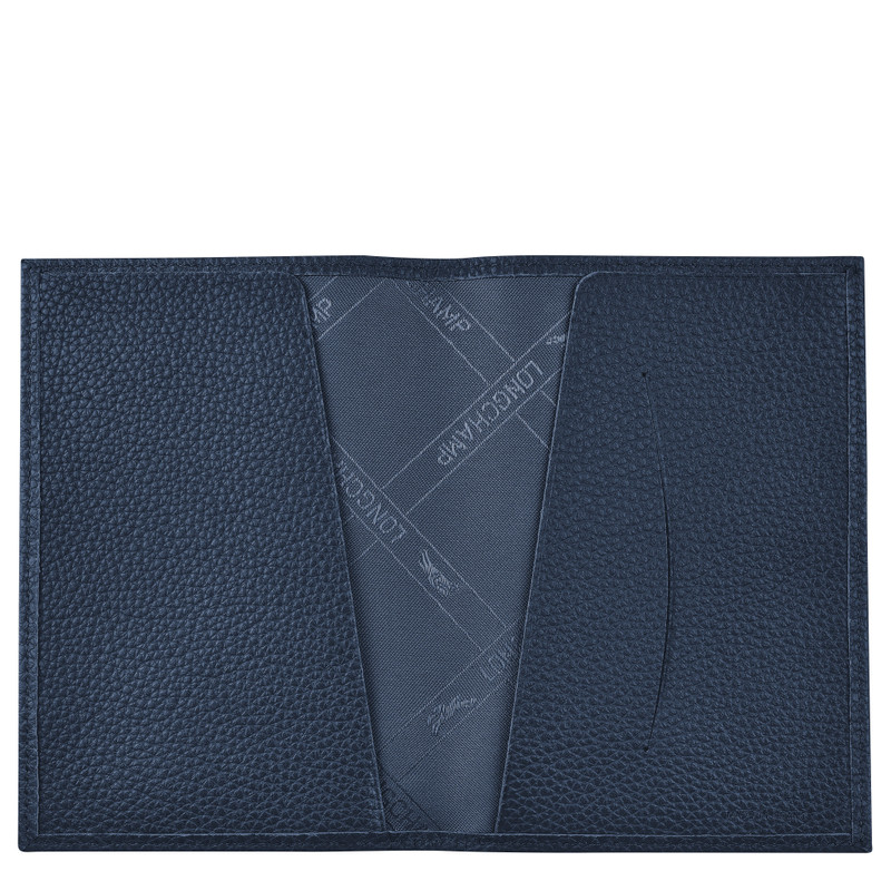 Longchamp Le Foulonné Passport cover Navy - Leather outlook