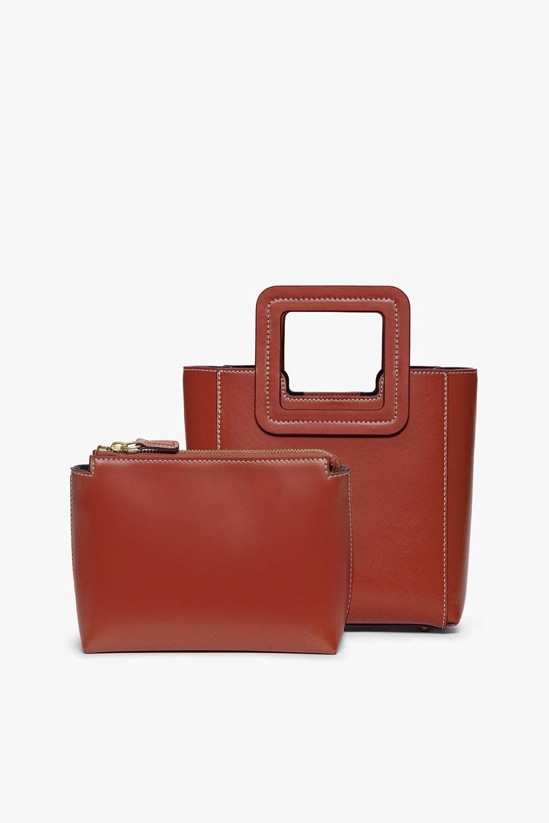 STAUD MINI SHIRLEY LEATHER BAG | COGNAC 4