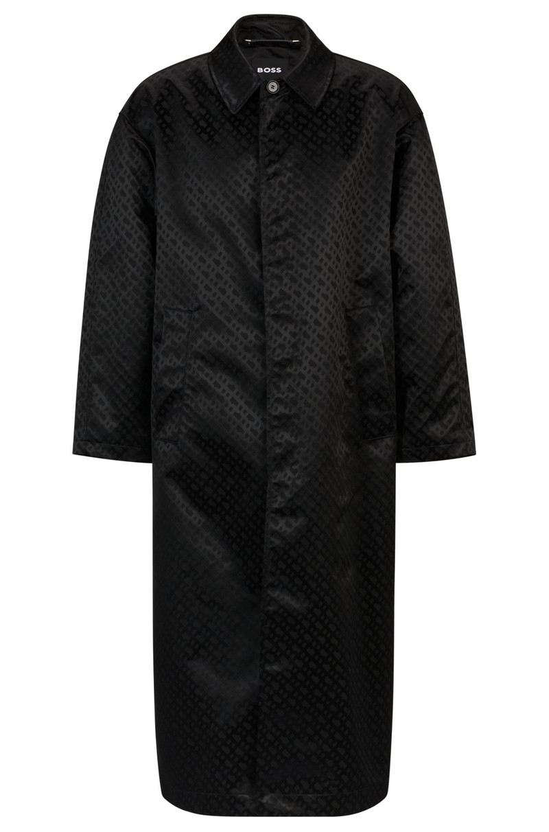 COATED-JACQUARD COAT WITH CONCEALED PLACKET AND COTTON LINING 1