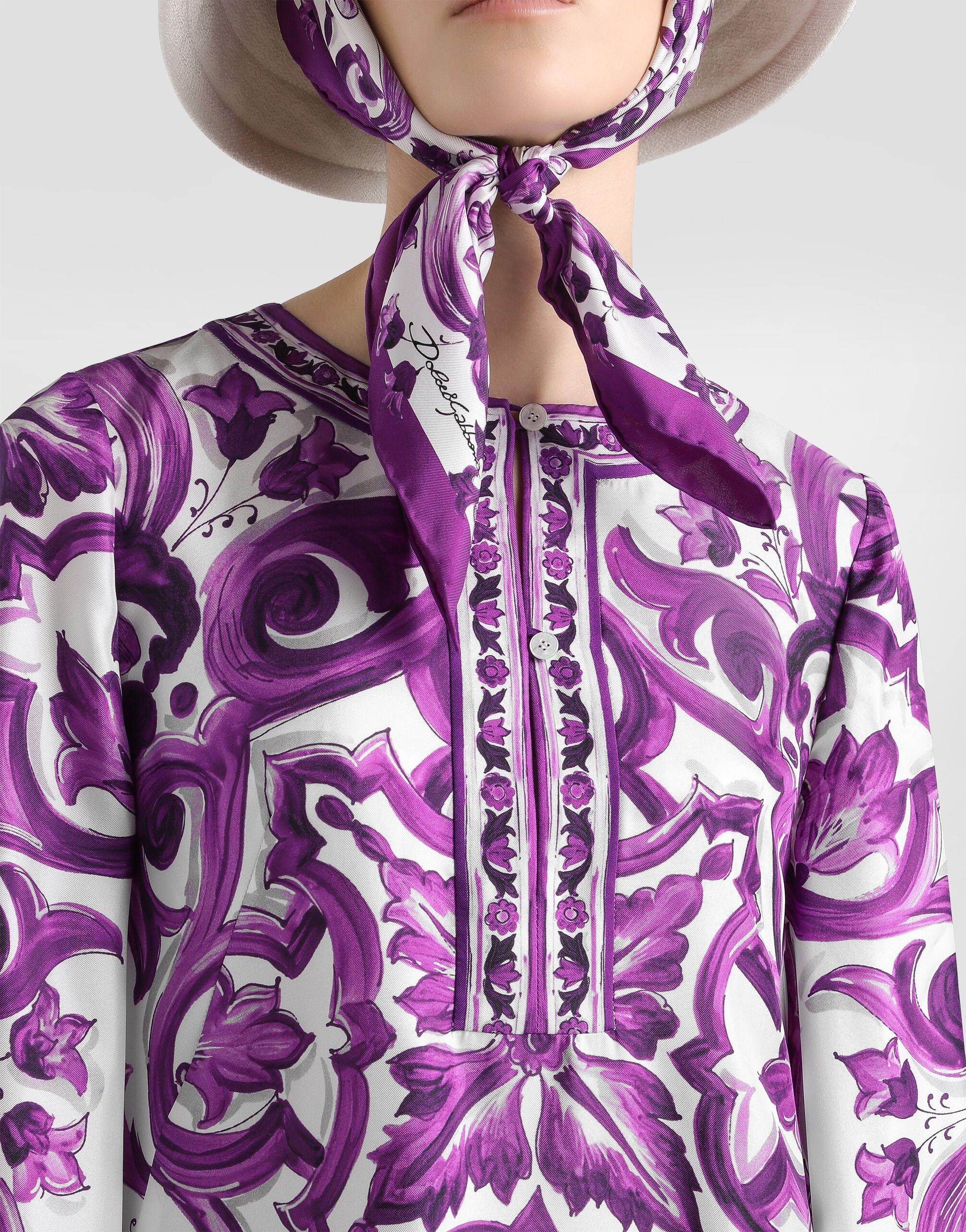 Majolica-print twill dress - 4