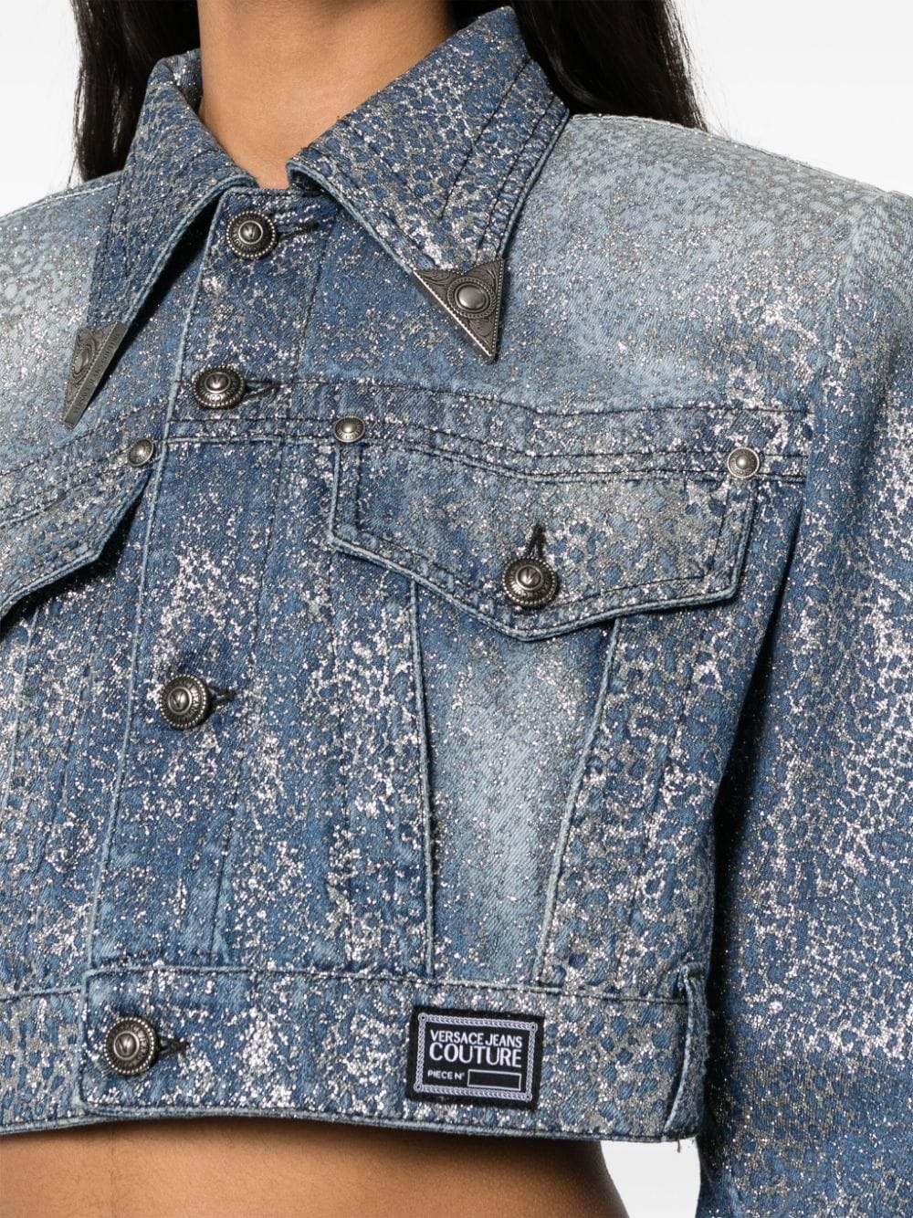 Animalier cropped denim jacket - 5