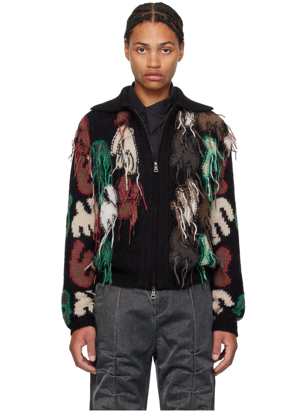 Black Rainbow Intarsia Sweater - 1
