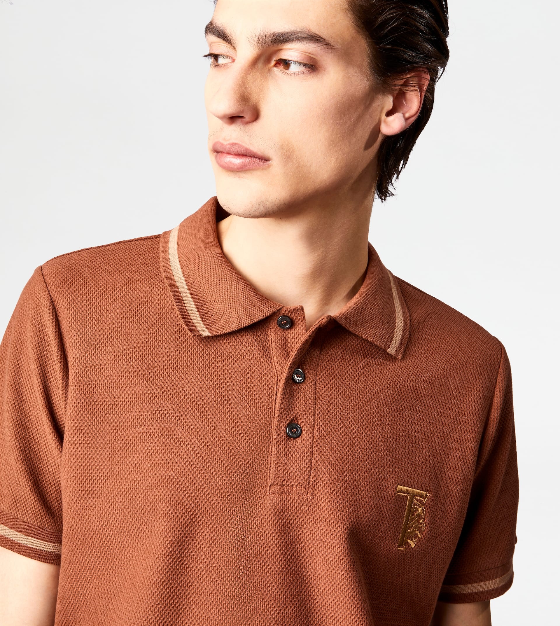 POLO SHIRT IN PIQUET - BROWN - 2