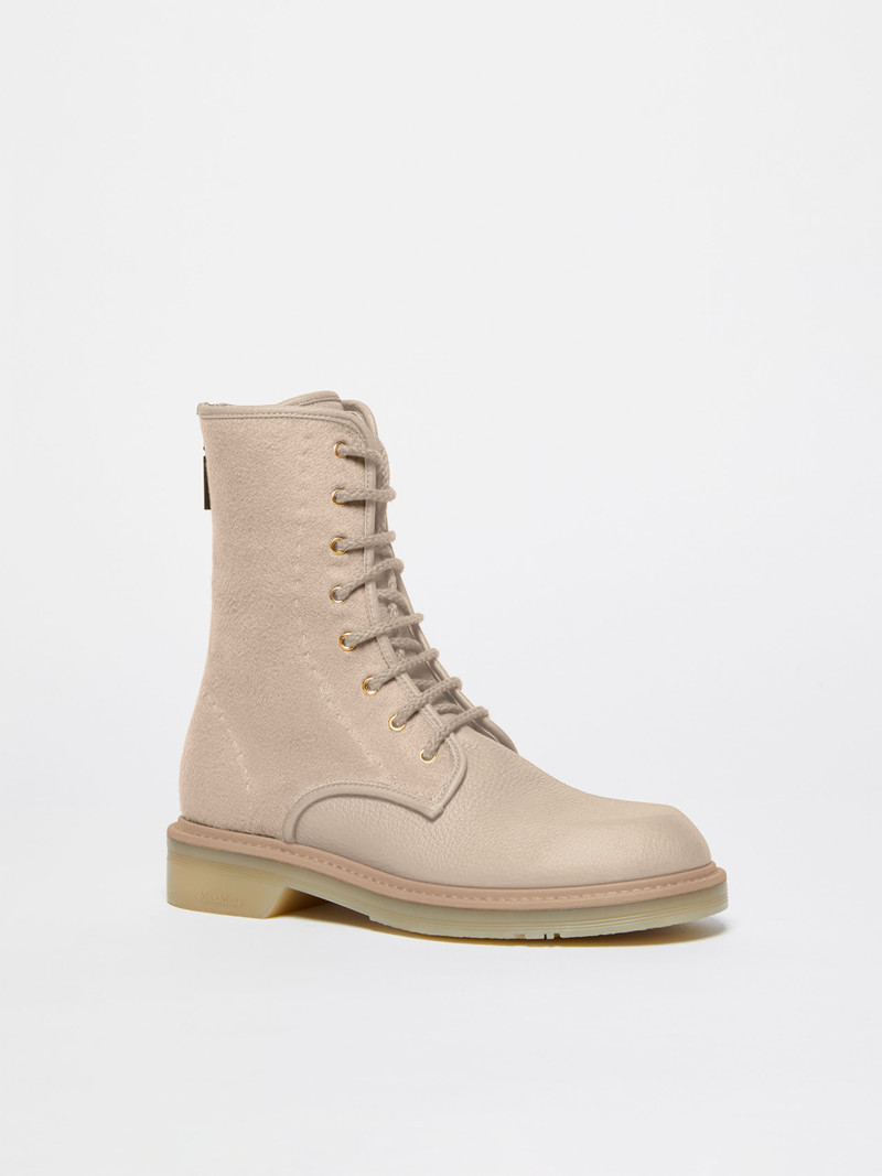 Max Mara BIBAKER Combat boots in deerskin and cashmere outlook