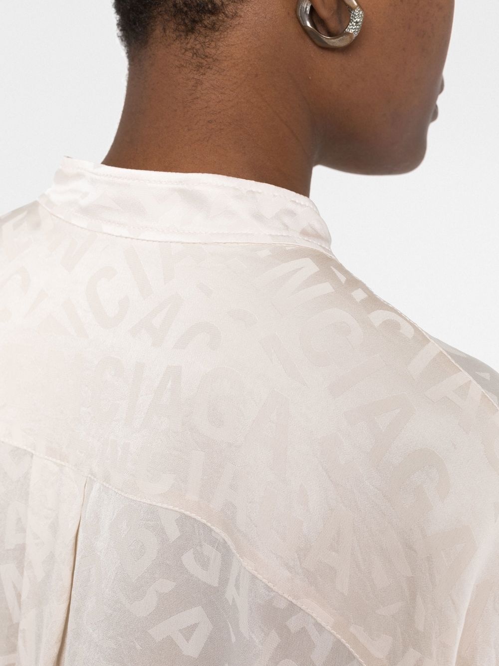 logo-jacquard twisted swing blouse - 3