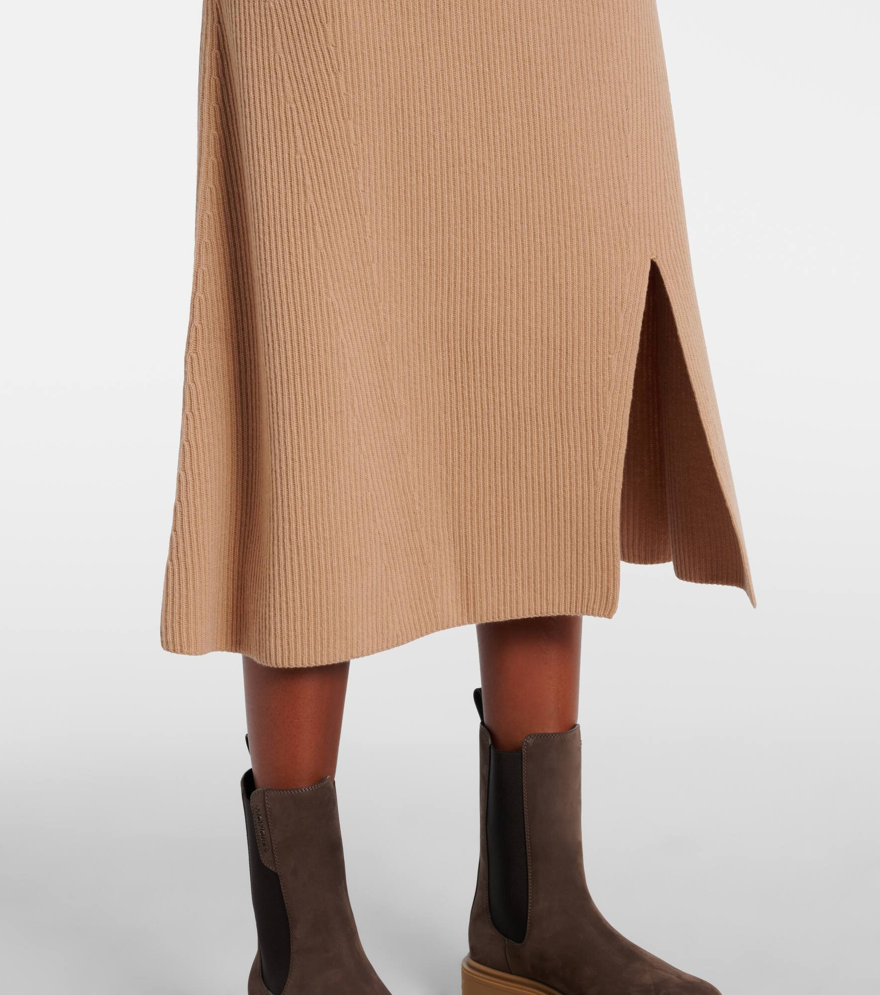 Knitted wool and cashmere midi skirt - 5