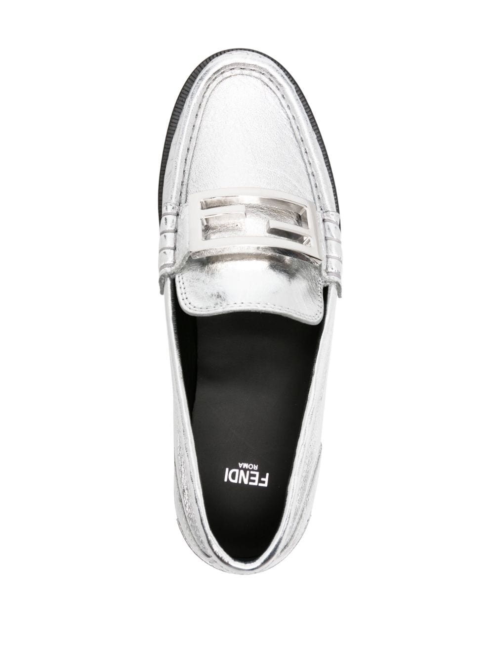 Baguette metallic leather loafers - 4