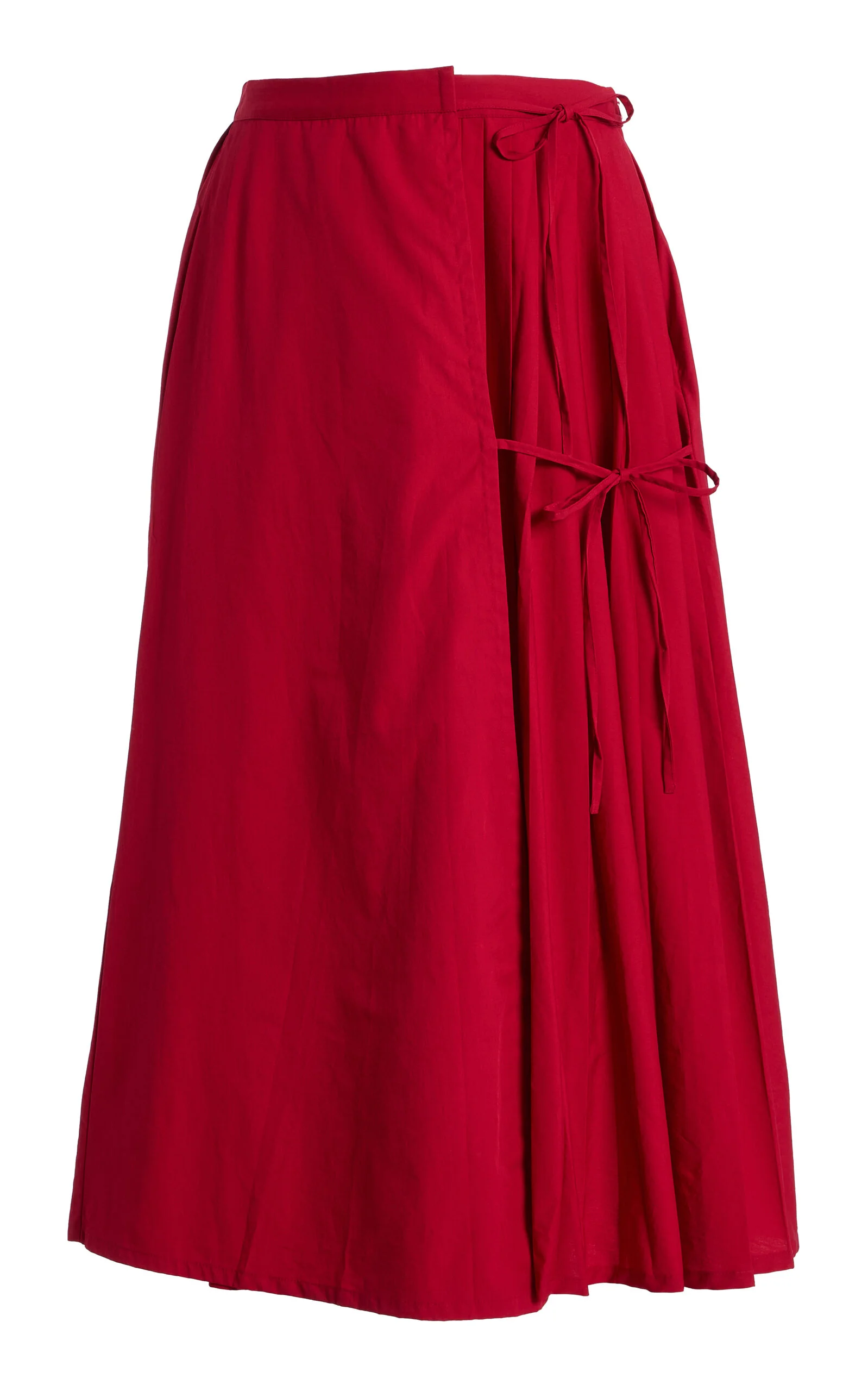 Exclusive Lou Lou Pleated Cotton Midi Skirt red - 1