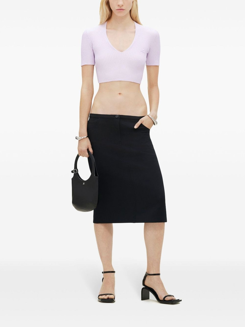 courrèges ribbed knit V-neck top outlook