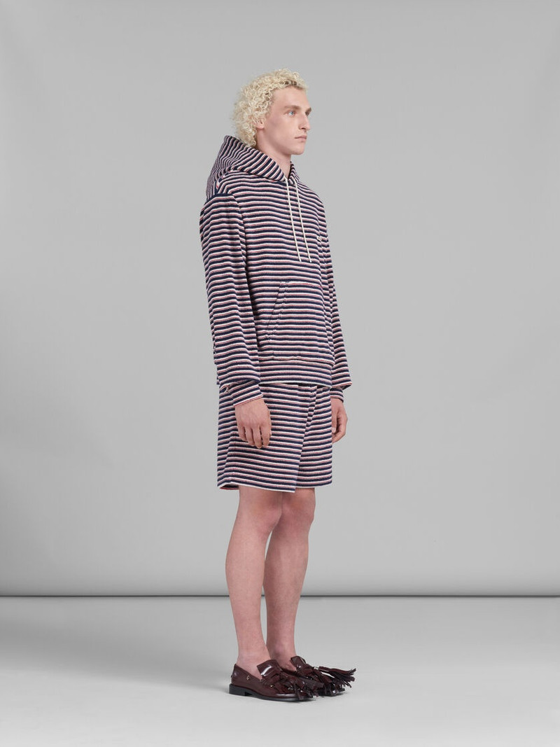 RED AND BLUE STRIPED TERRY HOODIE 5