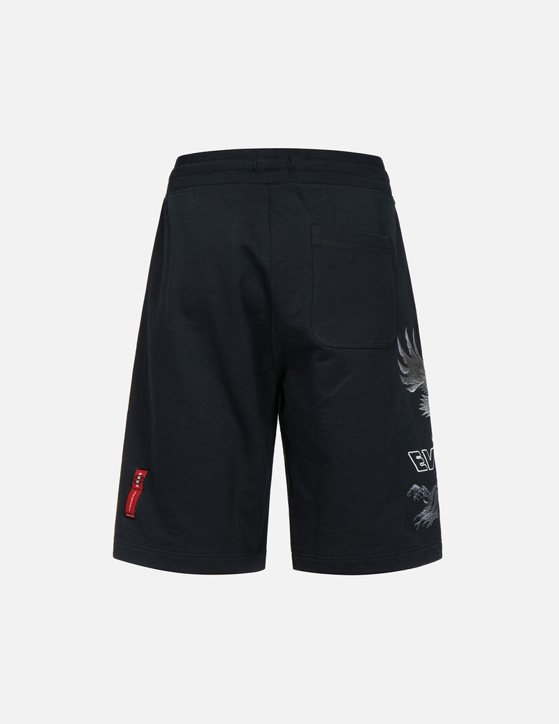 EAGLE AND PINE TREE GRAPHIC EMBROIDERY SWEAT SHORTS 1