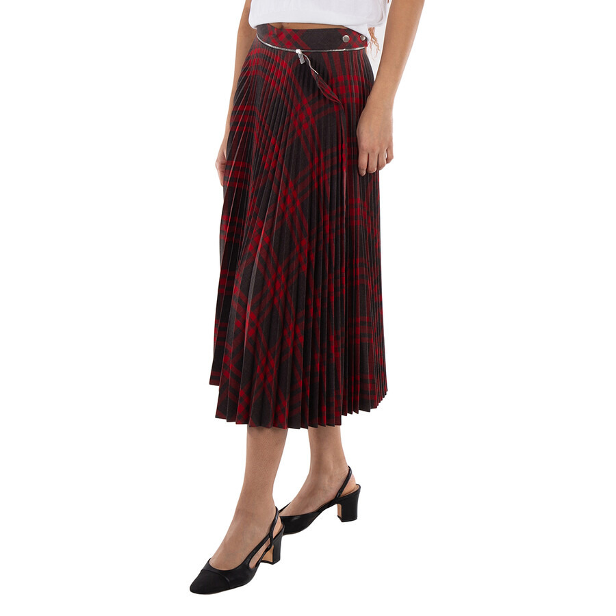 Burberry Check Pattern Pleated Skirt - 5