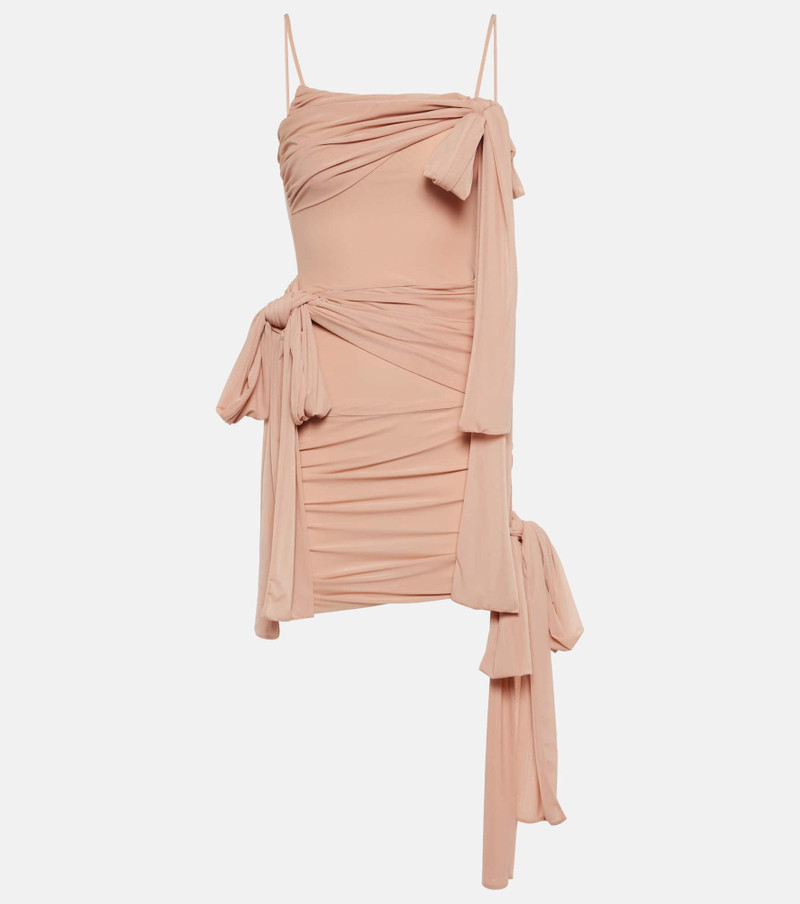 bow-embellished gathered minidress - 1