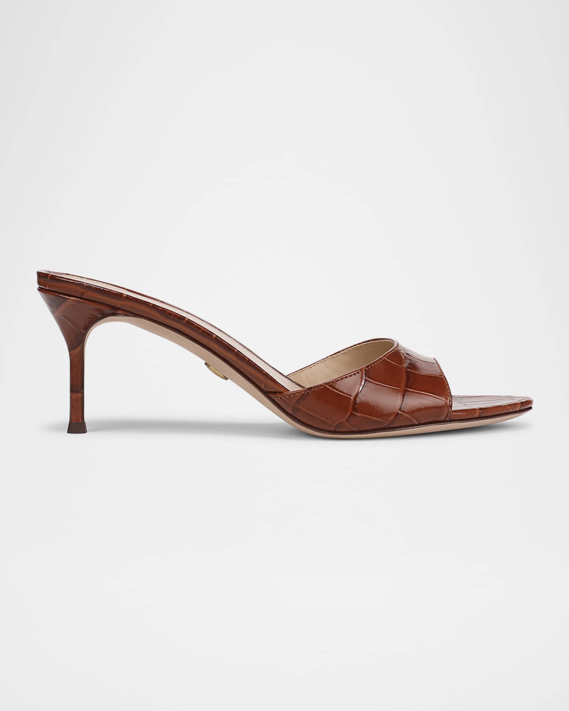 Tia Croc-Embossed Leather Stiletto Mule Sandals - 1