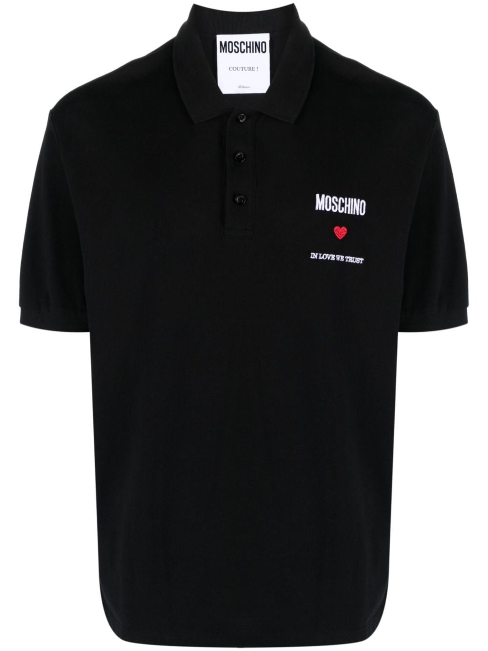 logo-embroidered cotton polo shirt - 1