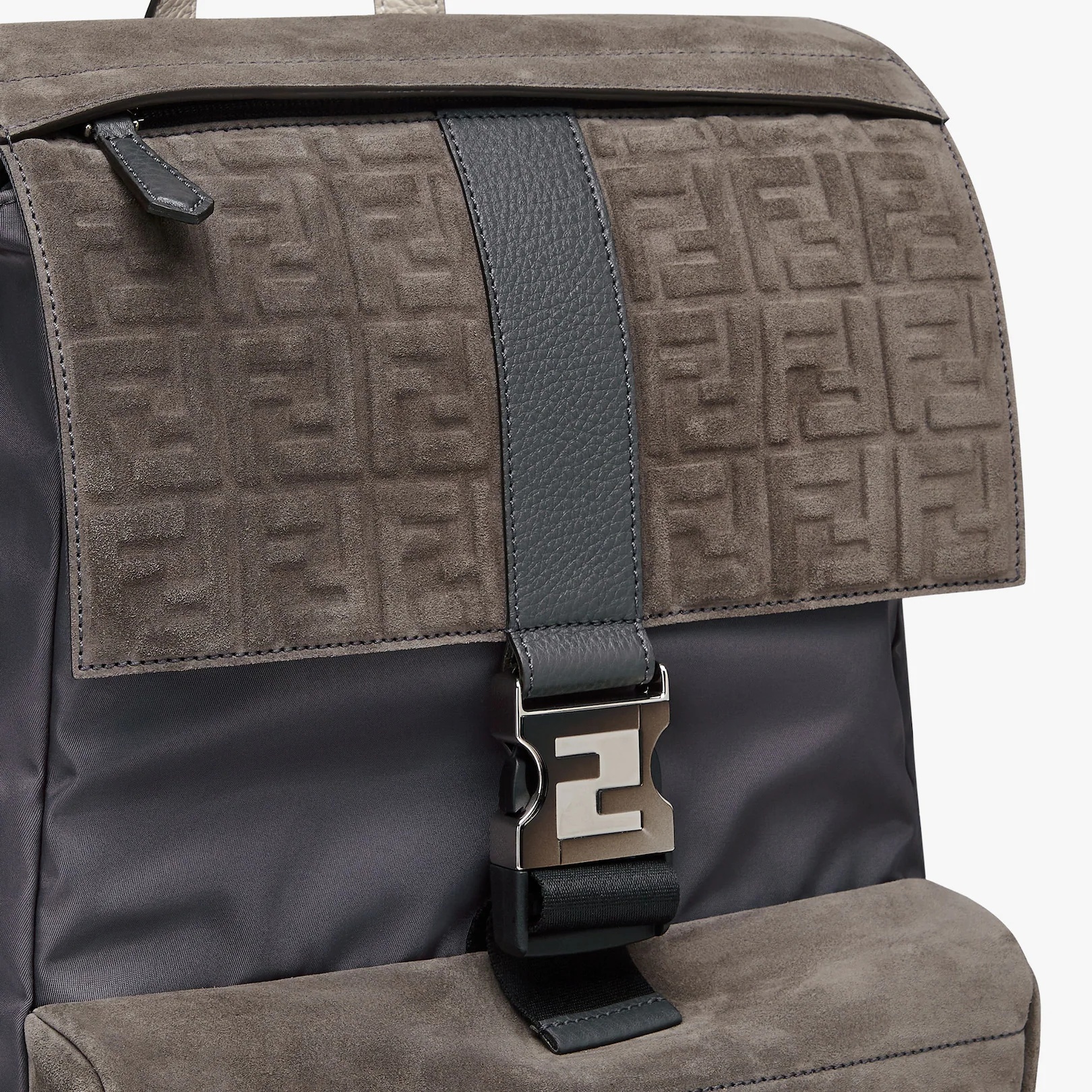 Dark gray suede backpack - 4