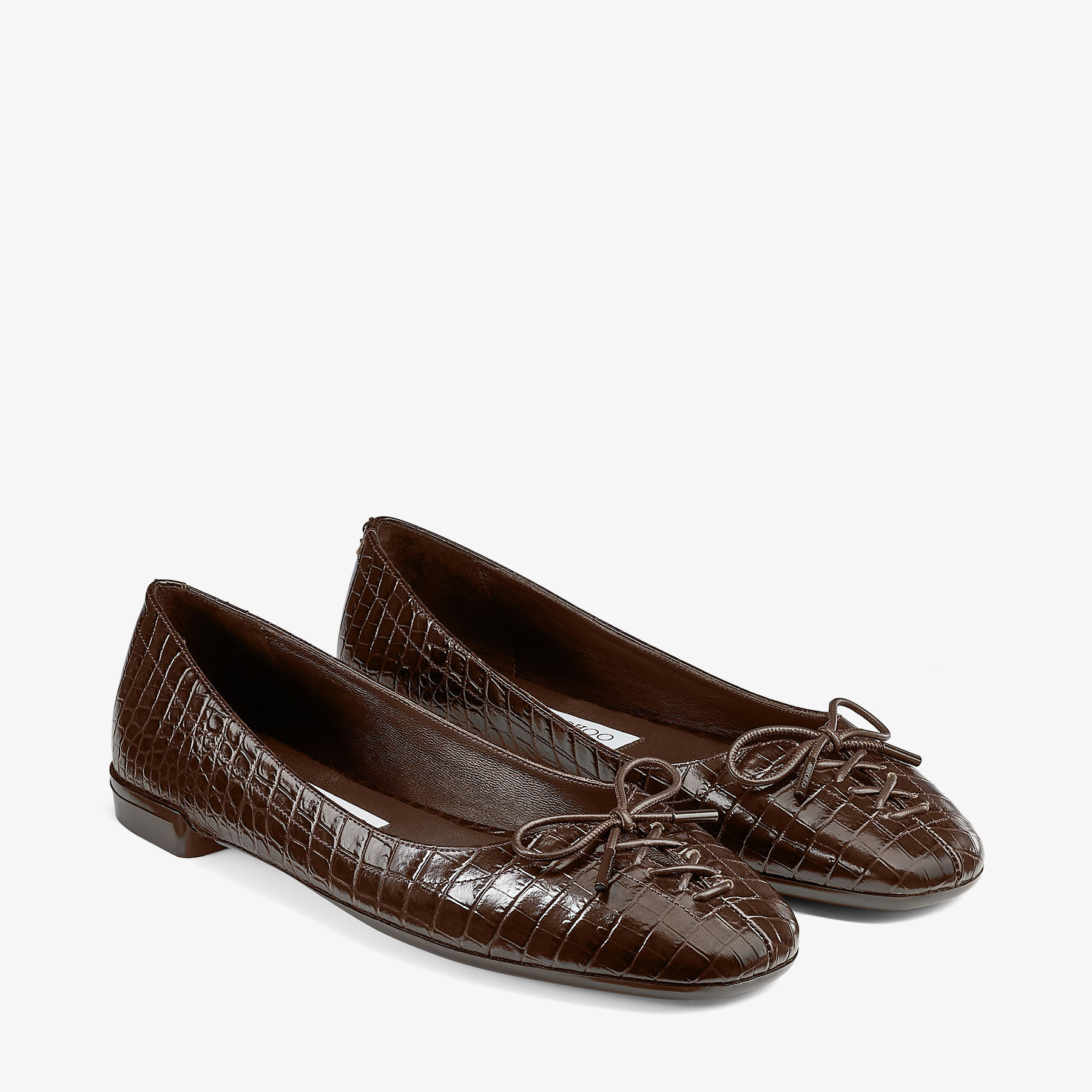 Scarlett Ballerina
Chocolate Croc Embossed Leather Ballerina Flats - 2