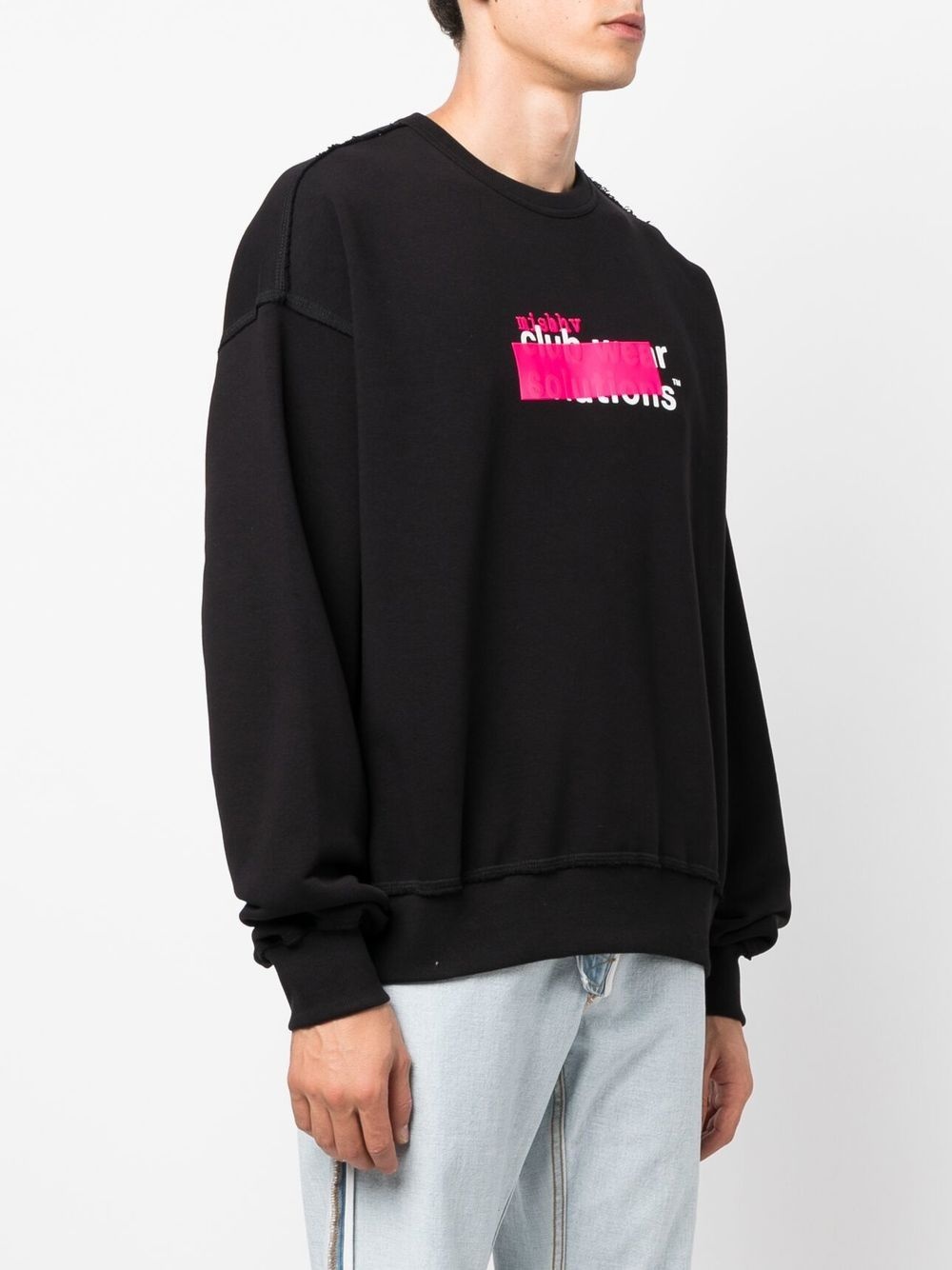 logo-print distressed sweatshirt - 3
