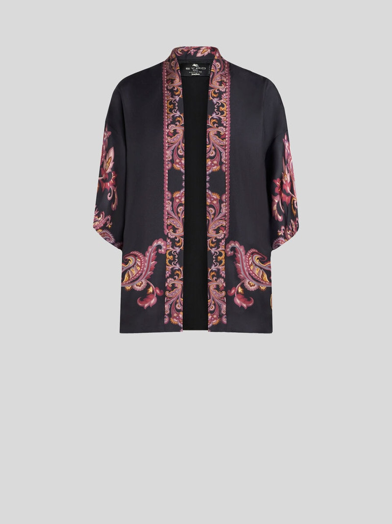 SILK TWILL KESA WITH PLACED PRINT - 1
