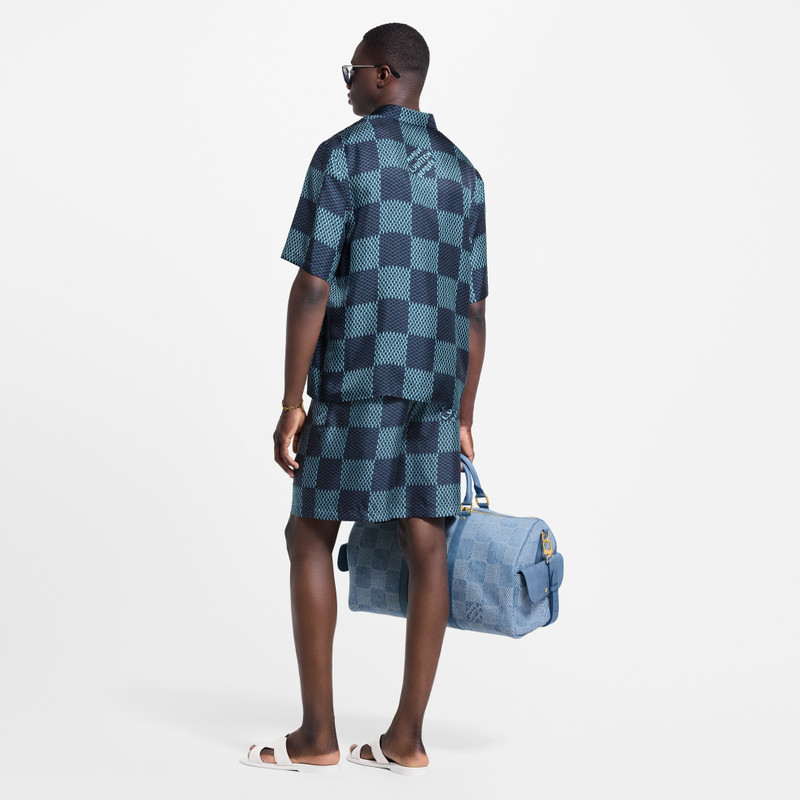 Damier Short-Sleeved Silk Shirt 3