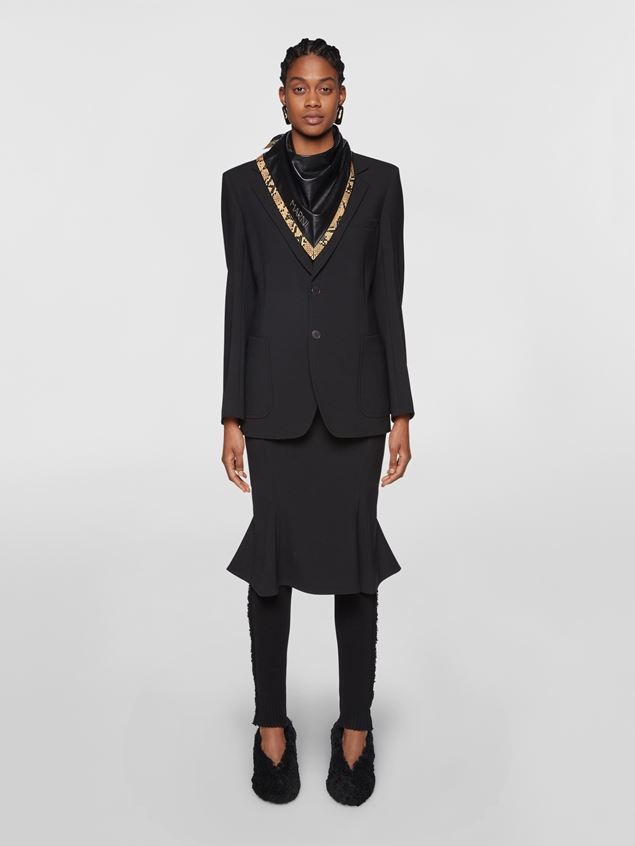 DOUBLE WOOL CREPE GODET SKIRT - 2