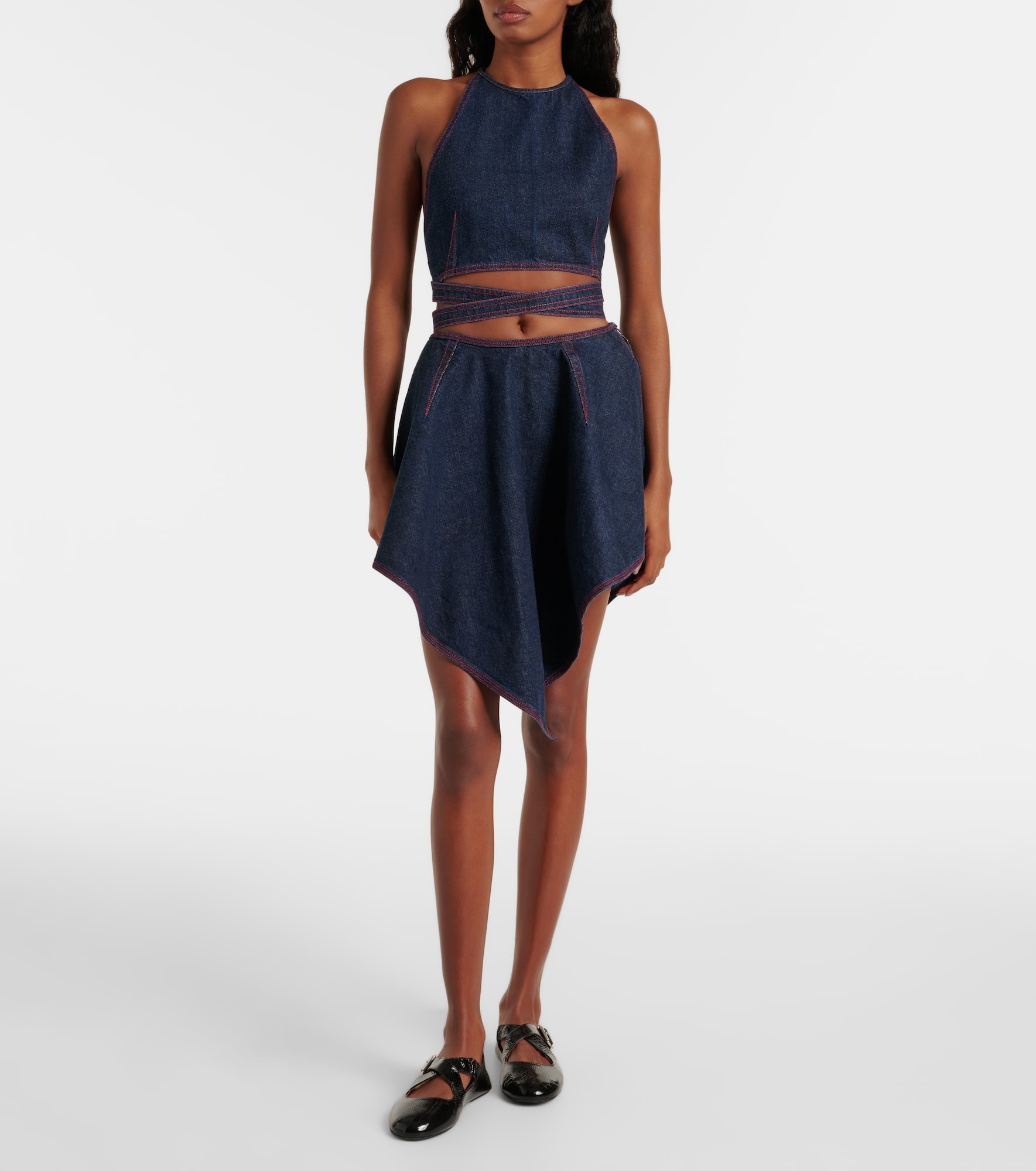 Triangle asymmetric denim miniskirt - 2