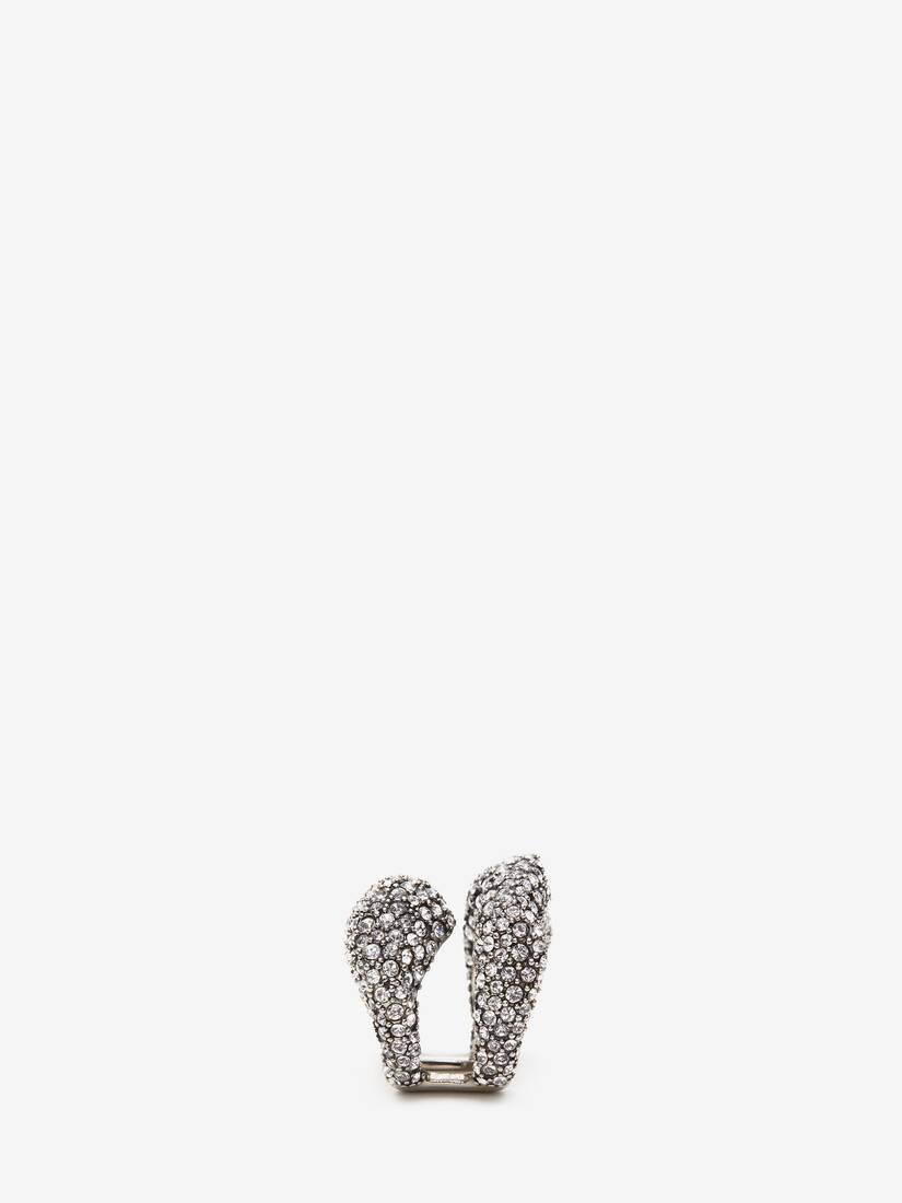 Women's Pave Sculptural Cut-out Ring in Antique Silver - 6