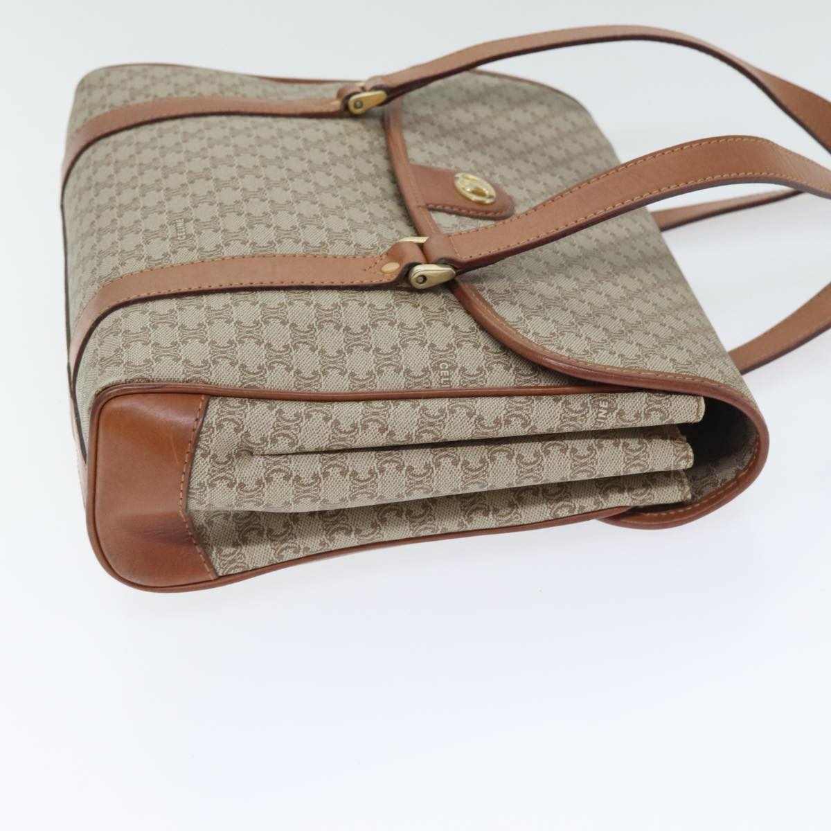 CELINE Macadam Canvas Hand Bag Beige Gold - 3