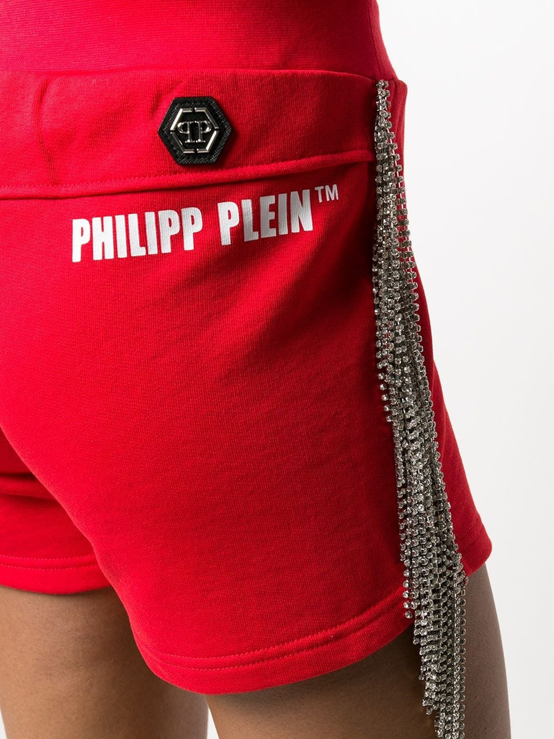 crystal-embellished track shorts 5